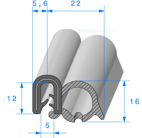 Profil 1753000 - Pince EPDM Armé avec Bulbe EPDM Cellulaire - Rlu 50m