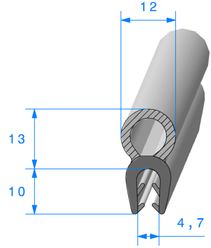 Joint Étanchéité avec Bourrelet mousse - Tôle 2,5 à 3,5 mm - Rouleau de 50 mètres