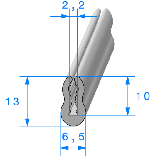 Joint en U Gris - Tôle 2,2 mm - Rouleau de 50 mètres