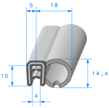 Profil 1376001 - Pince EPDM Arm avec bulbe EPDM cellulaire - Rlu 50m