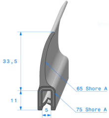 Profil 1427000 - pince EPDM Arm  75sh avec lvre EPDM 65sh -Rlu50m  