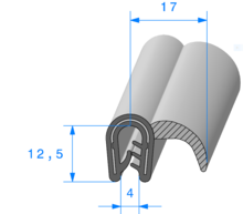 Profil 1942000 - Pince EPDM Arm+lvre EPDM Cellulaire lat. - Rlu 50m