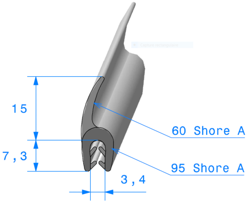 Joint Étanchéité avec Lèvre - Tôle 1,5 à 2,5 mm - Rouleau de 100 mètres