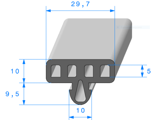 Profil 1631000 - EPDM 70sh - Alvéolé - Rlu 50m