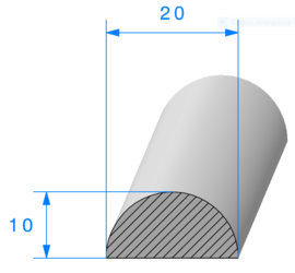 Profil 1061000 - EPDM Cellulaire - 1/2 rond 20mm - Rlu 50m