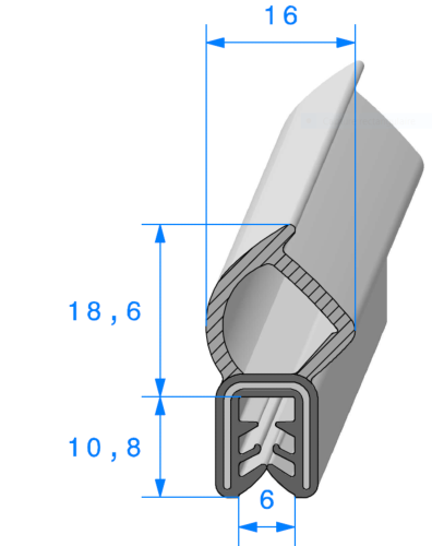 Profil 1947000 - Pince EPDM Armé + bulbe cellul. sup.  -  roul. 50 m