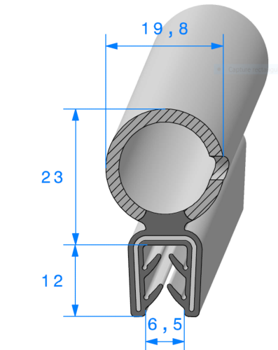 Profil 1737000 - Pince EPDM armé avec Bulbe EPDM Cellulaire - Rlu 50m