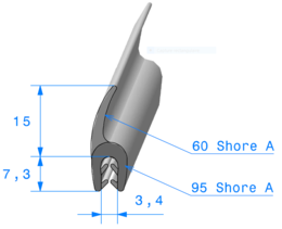 Profil 1615000 - Pince EPDM 95sh avec Lvre EPDM 60sh - Rlu 100m