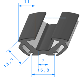 Coulisse  Floque 1819000 - EPDM 65sh - Rlu 50 m