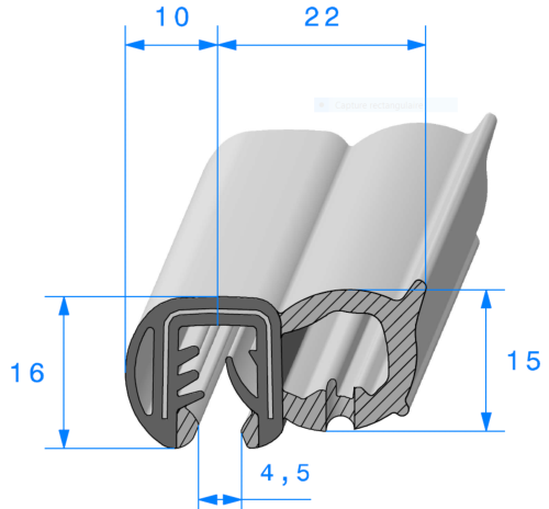 Profil 1620000 - Pince EPDM armé + Bulbe  EPDM Cellulaire -Rlu 50m