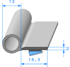 Profil 1790000 - Semelle EPDM 90sh Adh +Bulbe EPDM Cellulaire-Rlu 50m