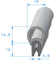 Profil 1422000 - Pince PVC Armé avec Bulbe EPDM Cellulaire - Rlu 50m