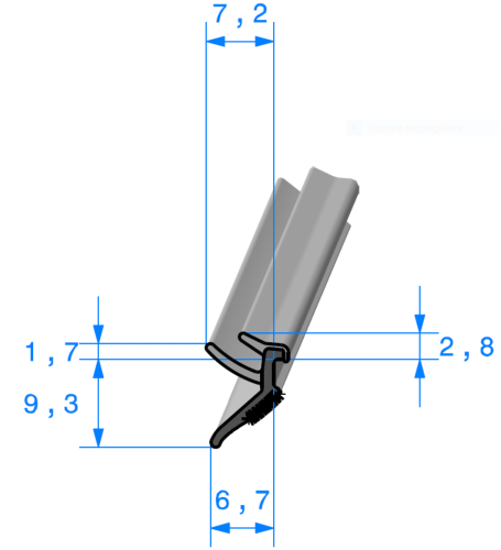 PROFIL 1208000-PROFIL VITRAGE jeu 3 à 5mm-TPE GRIS trimatière-rl 175m