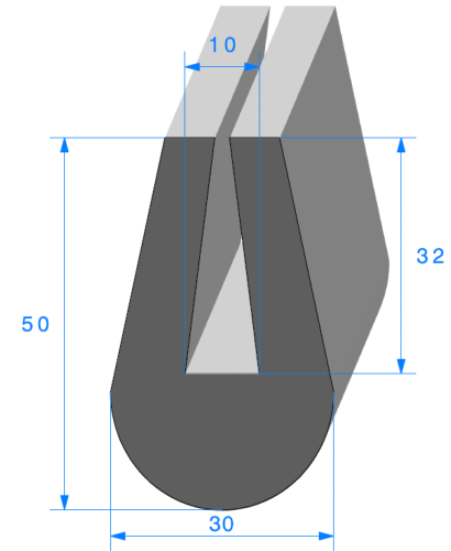 PROFIL 1823000"U"EPDM 70 sh RLu 20 M