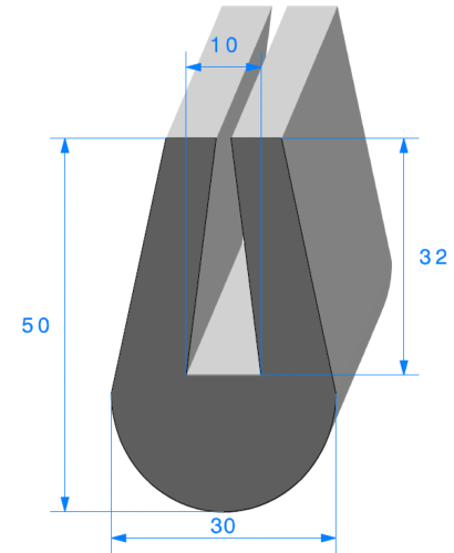 PROFIL 1823000"U"EPDM 70 sh RLU 20 M