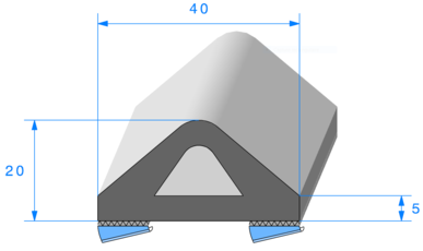 Butoir 1482000 - EPDM 70sh + Adhsif - 40x21mm - Rlu 20m