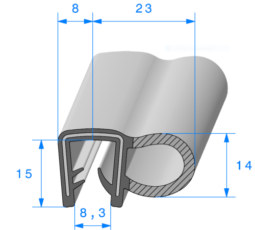 Profil 1561000 - Pince EPDM Armé avec Bulbe EPDM Cellulaire - Rlu 50m