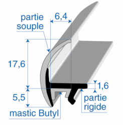 Profil 15016000 - EPDM Noir bi-dureté + Mastic Butyl - Rlu 25m