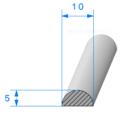 Profil 1059000 - EPDM Cellulaire - 1/2 rond 10mm - Rlu 100m