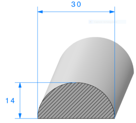 Profil 1062000 - EPDM Cellulaire - 1/2 rond 30mm - Rlu 25m