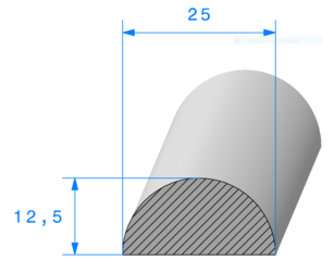 Profil 1058000 - EPDM Cellulaire - 1/2 rond 25mm - Rlu 25m