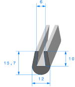 Profil  1874000 "U" - EPDM 70sh - Rlu 50m
