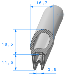 Profil 1440000 - Pince pvc Armé avec bulbe EPDM cellulaire  - Rlu 50m