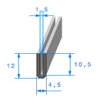 Profil  1821000 "U" - EPDM 70sh - Rlu 100m