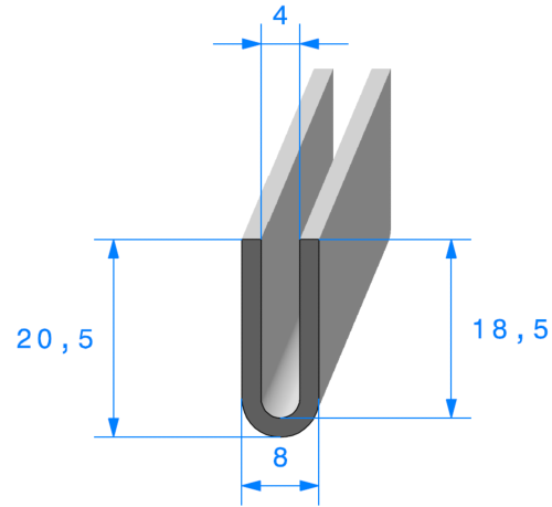 Profil 1872000 "U" -TPE 70sh - Rlu 40m