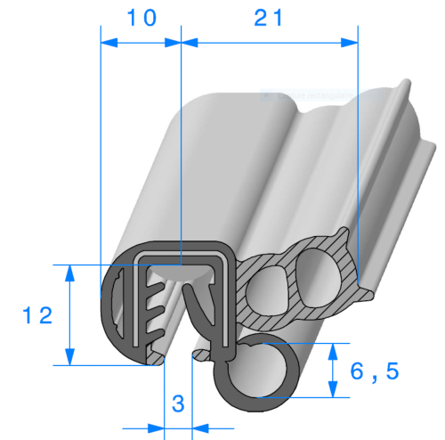 Profil 1810000 - Pince EPDM Armé avec Bulbe EPDM Cellulaire - Rlu 25m