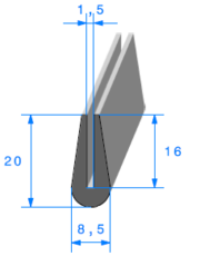 Joint en U Noir - Tôle 1,5 mm - Rouleau de 50 mètres