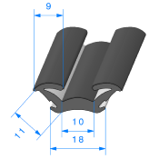 Coulisse 1586000 - EPDM 70sh Floqué - Rlu 50m