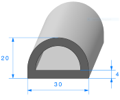 Profil 284 - EPDM - Noir 70 sh - Rlu 15m 