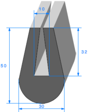 PROFIL 1823000"U"EPDM 70 sh RLU 20 M