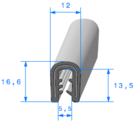 Bord de Tle Arm Noir - Tle 5  6 mm - Rouleau de 50 mtres