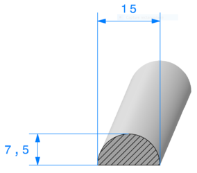 Joint Demi Rond mousse 15 mm - Rouleau de 50 mètres