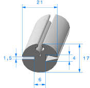 Profil 1596000 à Clé - EPDM Noir 70sh - 4x1,5 - Rlu 20m