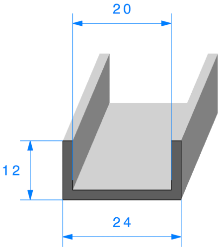 Profil  1864000 "U" - EPDM 70sh - Rlu 50m