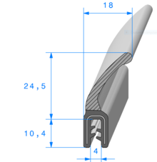 Profil 1757000 - Pince EPDM Arm avec Lvre EPDM Cellulaire - Rlu 30m