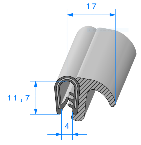 Profil 1393000 - Pince PVC Armé + lèvre EPDM Cellulaire lat.- Rlu 50m