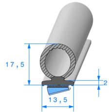 Profil 1506000 -Semelle EPDM 80sh Adh+Bulbe EPDM Cell per - Rlu 40m