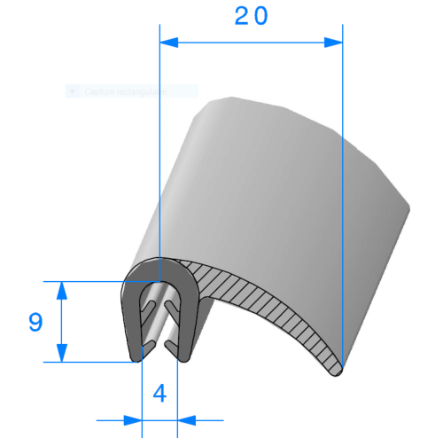 Profil 1543000 - Pince EPDM 95sh avec Lèvre Cellulaire - Rlu 50m