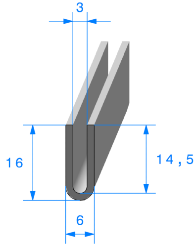 Profil 1870000 "U" - TPE 70sh - Rlu 100m