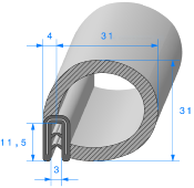 Profil 1391000 - Pince EPDM Armé avec Bulbe EPDM Cellullaire -Rlu 25m