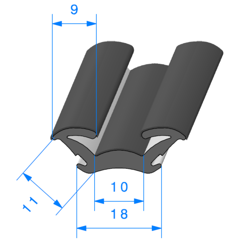 Coulisse 1586000 - EPDM 70sh Floqué - Rlu 50m