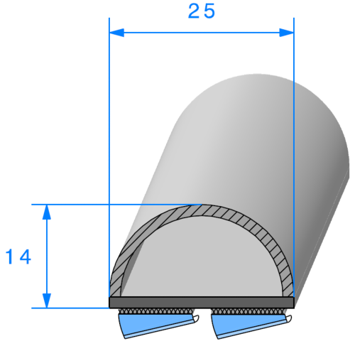 Profil 1558000 -Semelle EPDM 95sh Adh +Bulbe EPDM Cellulaire-Rl 40m