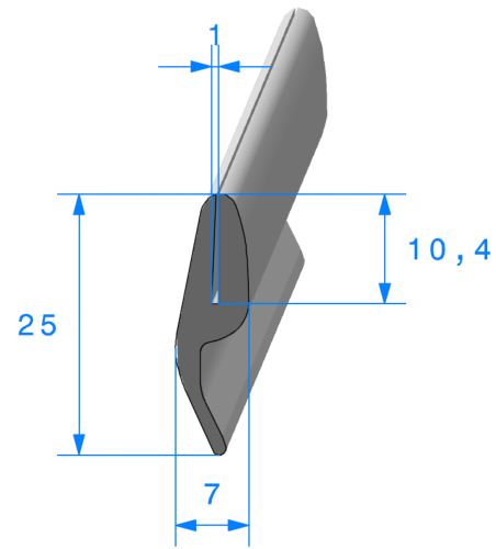 Joint en U Noir - Tôle 1 mm - Rouleau de 25 mètres