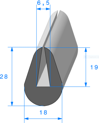Joint en U Noir - Tôle 6,5 mm - Rouleau de 50 mètres