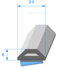 Butoir 1483000 - EPDM 70sh + Adhsif - 20x8mm - Rlu 50m