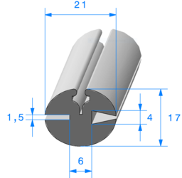 Profil 1596000 à Clé - EPDM Noir 70sh - 4x1,5 - Rlu 20m